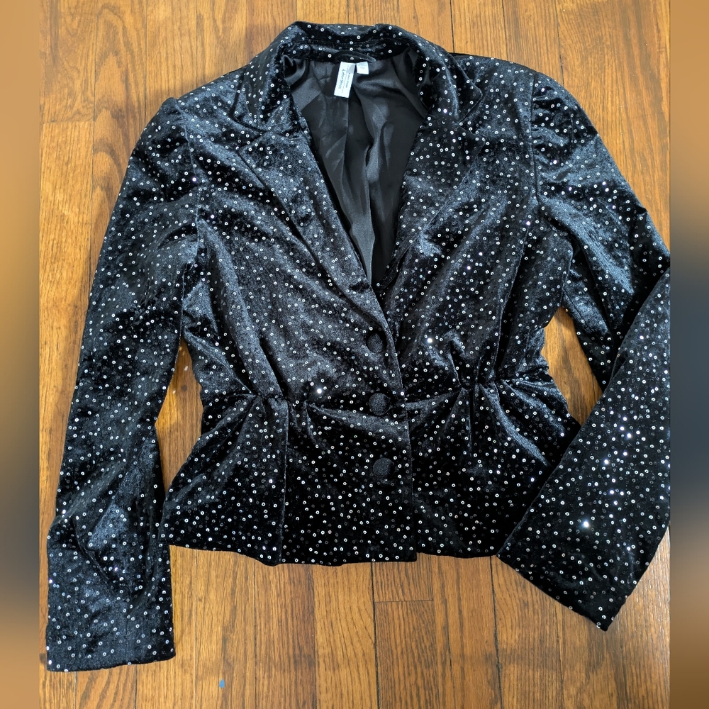 Anthropologie & Other Stories Black Velvet Sequin Blazer Womens 4